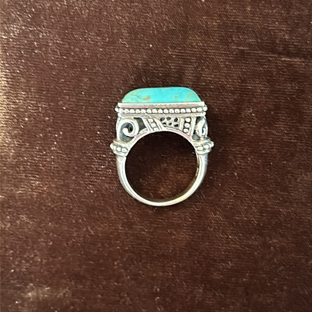 Vintage Sterling Silver Stamped 925 Genuine Turquoise Ring Large and Chunky 🤩 - Picture 5 of 11